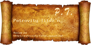 Petrovity Titán névjegykártya